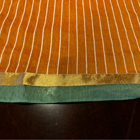 TABLE RUNNER Orange Green Gold Trim Long Decorative Party Event Summer Child EUC - Picture 7 of 12